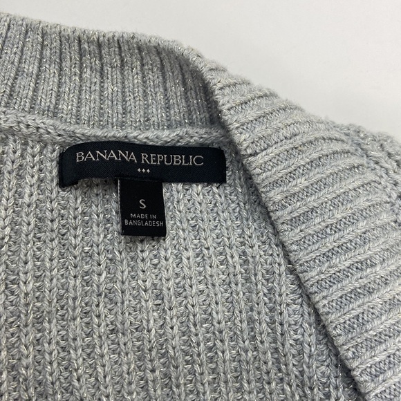 Banana Republic Cardigan Sz S Gray Open Front Oversized Silver Metallic Sparkles - Picture 9 of 11